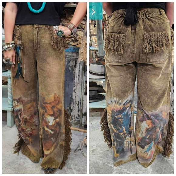 A rare Bird Warrior Fringe Wide-Leg Pants - Picture 4 of 4